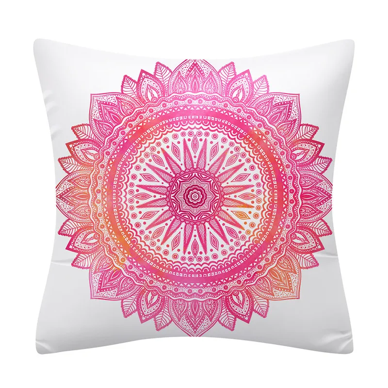 Mandala pattern pillowcase 45X45 ethnic style  sofa cushion blue yellow polyester  home decoration