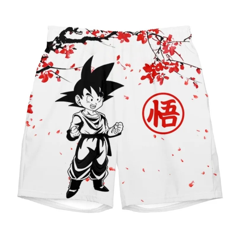 Summer Anime Dragon Ball Wukong White Cherry Blossom Printed Shorts Adult and Children Fashion Casual Quick Drying Sports Shorts