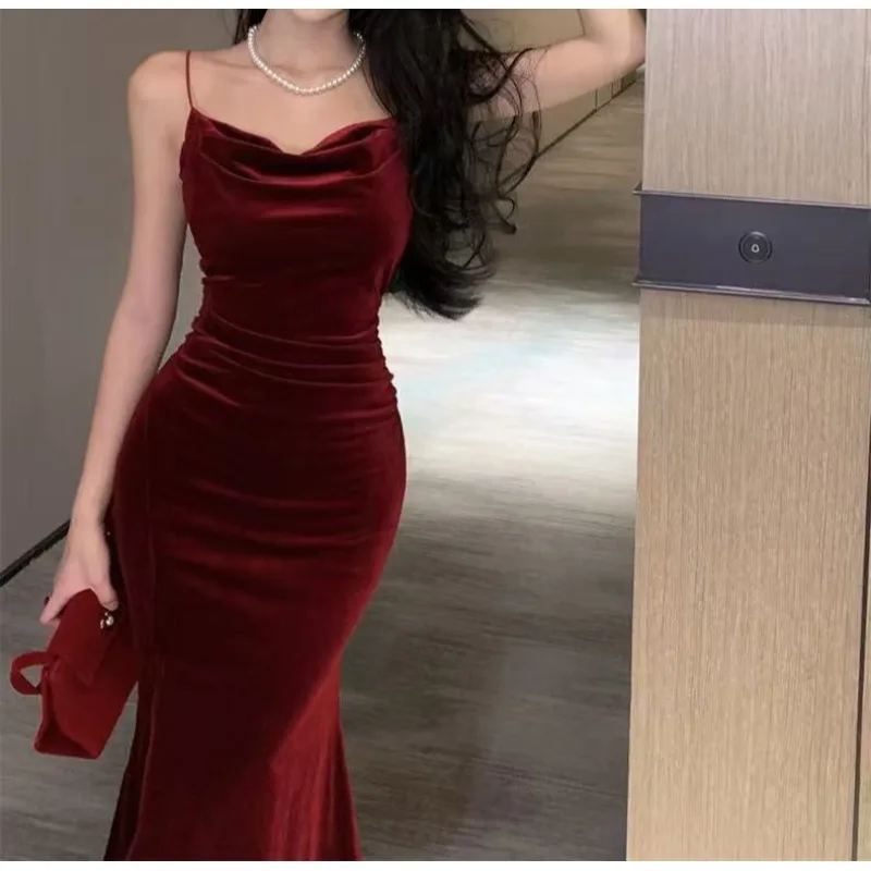 

Vintage Sexy Club Red Dresses for Women Spaghetti Strap Slit Dress Beach Bandage Bodycon Midi Dress Party Elegant Vestido 원피스
