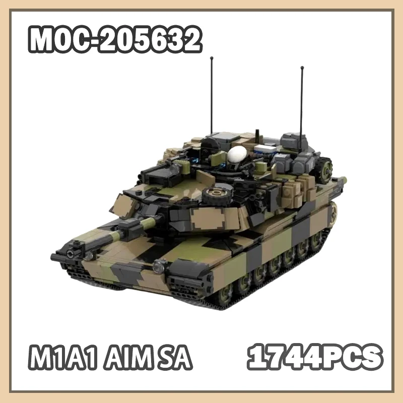 

MOC- 205632 Военная военная серия M1A1 AIM SA, строительный блок в сборе, основная станция, танк, совместимый с кирпичом, образовательные подарки для детей 1744P