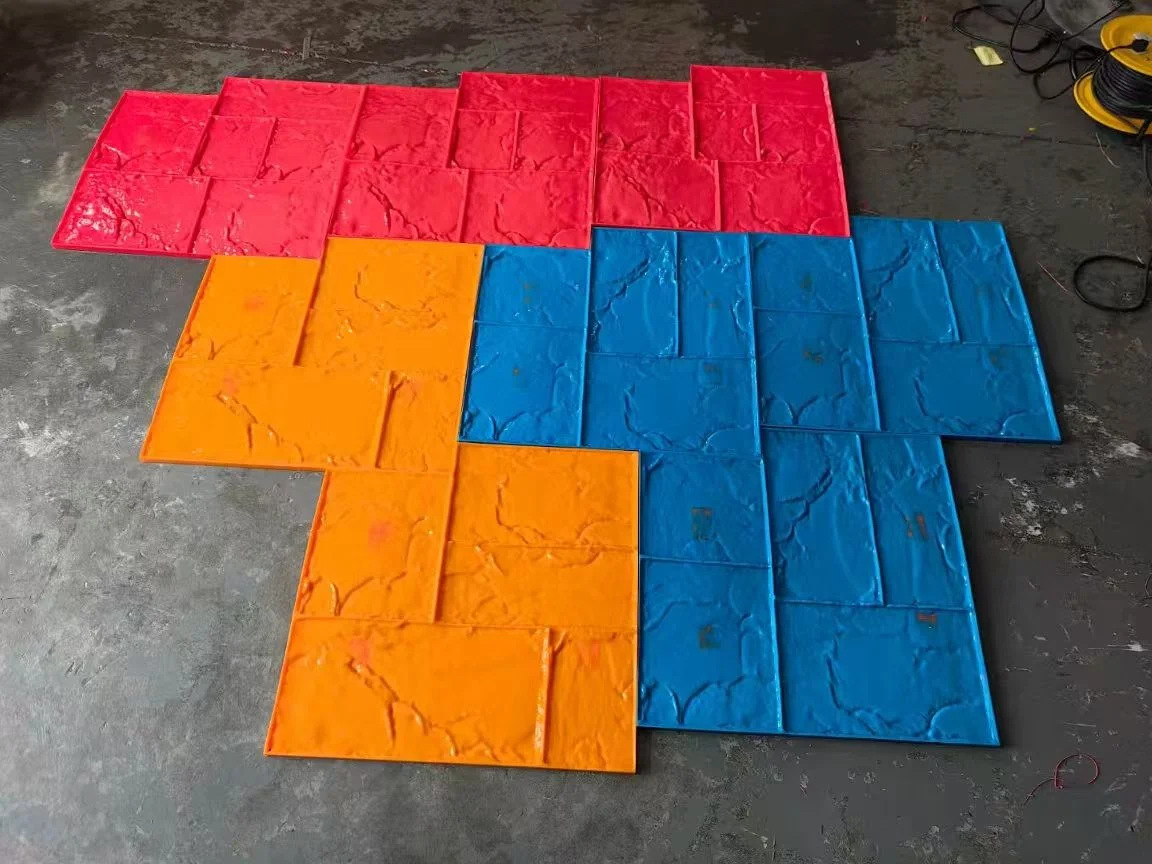 Imitation stone concrete stamping mold. This press molding material is used for stamping construction on cement pavement.