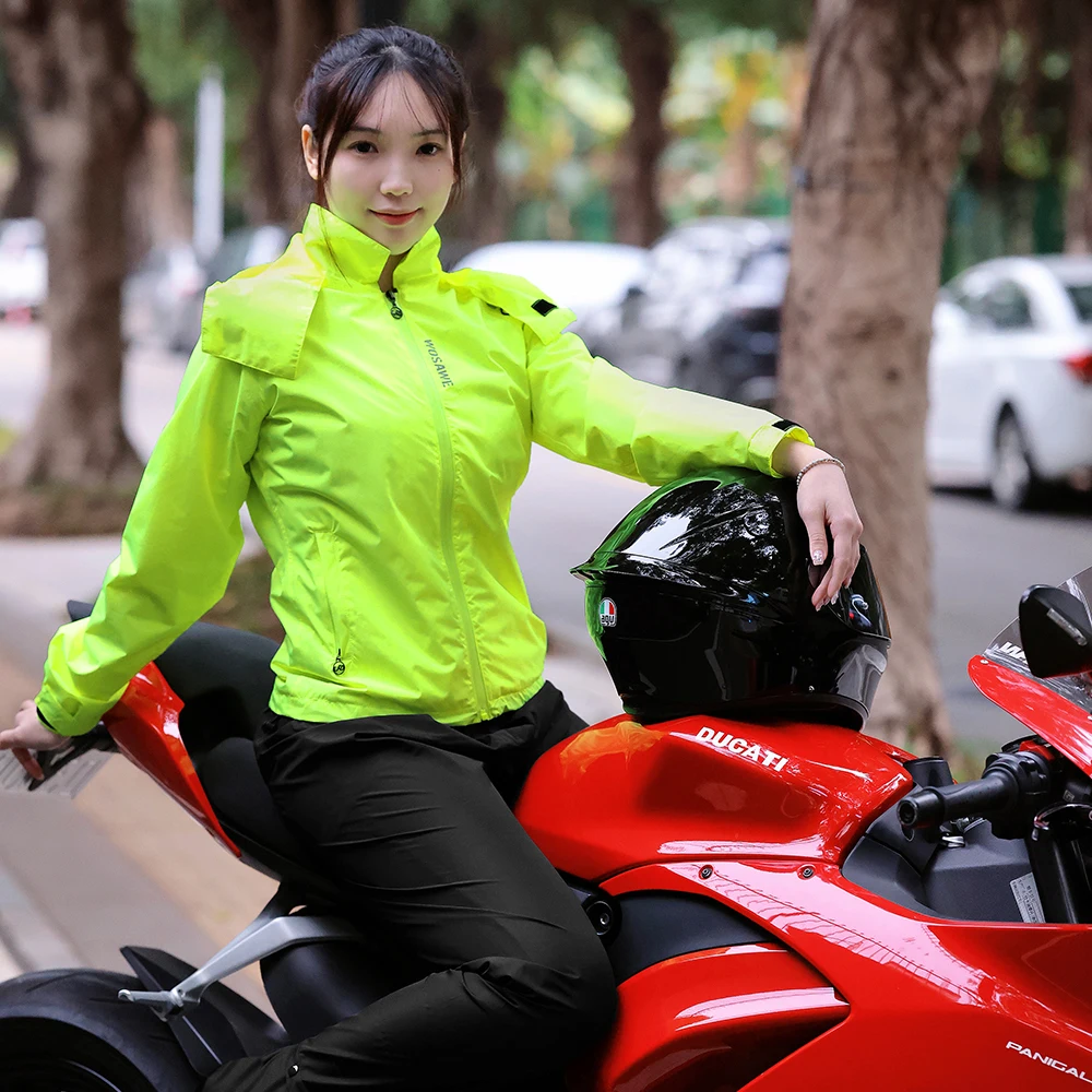 WOSAWE Waterproof Raincoat Women Cycling Running Rain Jacket Hooded Bike Bicycle Rain Coat Waterproof Windproof Cycle Clothing