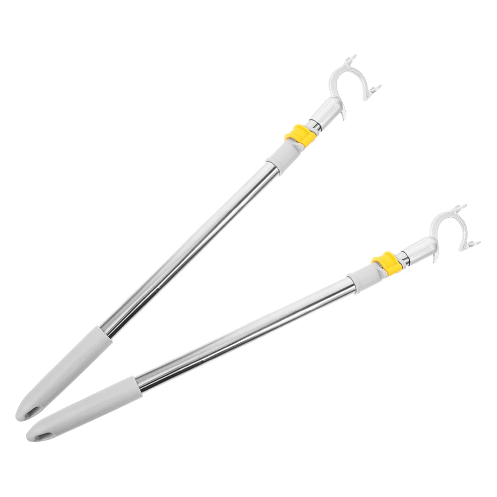 

2Pcs Telescoping Closet Poles Stainless Steel Aluminum Fork Head Long Reach Clothes Pole Clothing Hook Stick Adjustable Drying