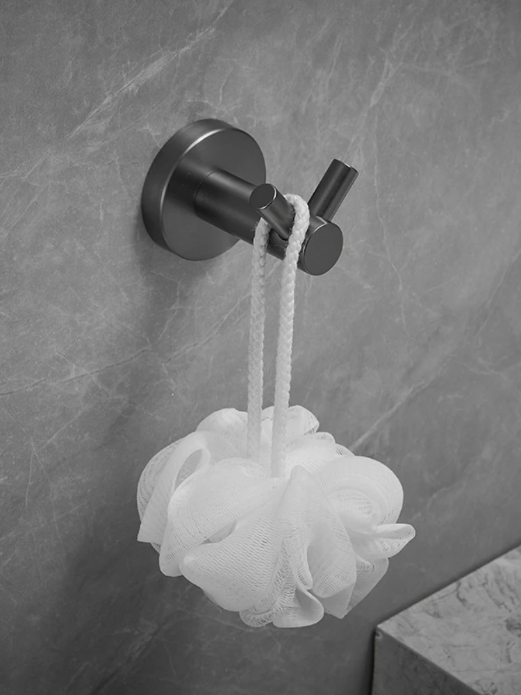 Design Bathroom Hardware Accessories Robe Hooks 304 Stainless Steel Gunmetal Gray Clothe Hook Perforated Installation