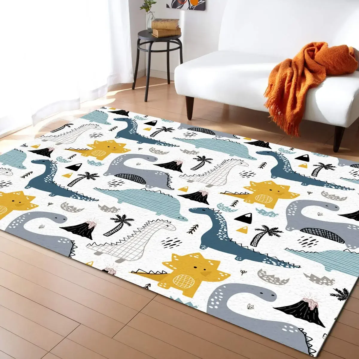 Teppiche mit Cartoon-Dinosaurier-Motiv, schöner Dinosaurier-Teppich, niedliche Jurassic-Tiere, Bodenmatte für Kinder, Jungen, Schlafzimmer, Wohnzimmer, Spielzimmer