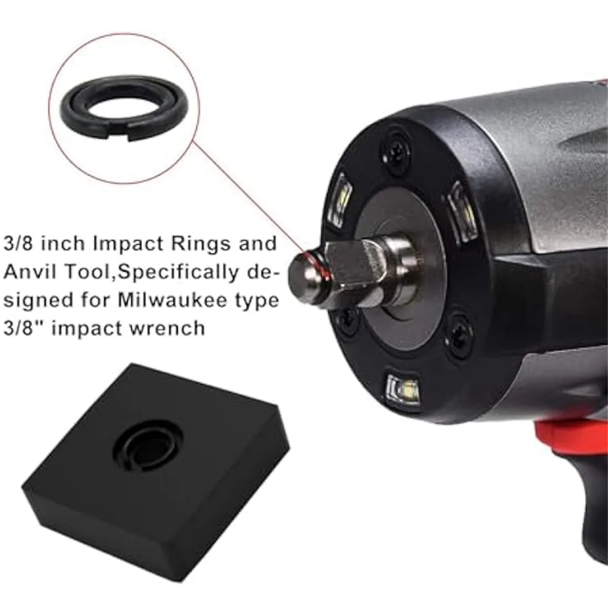 New 3/8 Inch Impact Retaining Ring Clip Impact Friction Ring for Electric/Pneumatic Type Impact Wrench,Anvil Tool Included