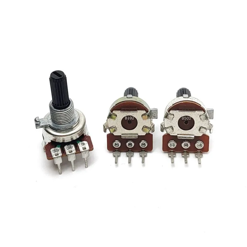 2PCS 161 Type Vertical Single 3Pin B1K B5K B10K B50K B100K B102 B502 B103 B503 B104 Audio Volume Potentiometer Flower Shaft 20MM