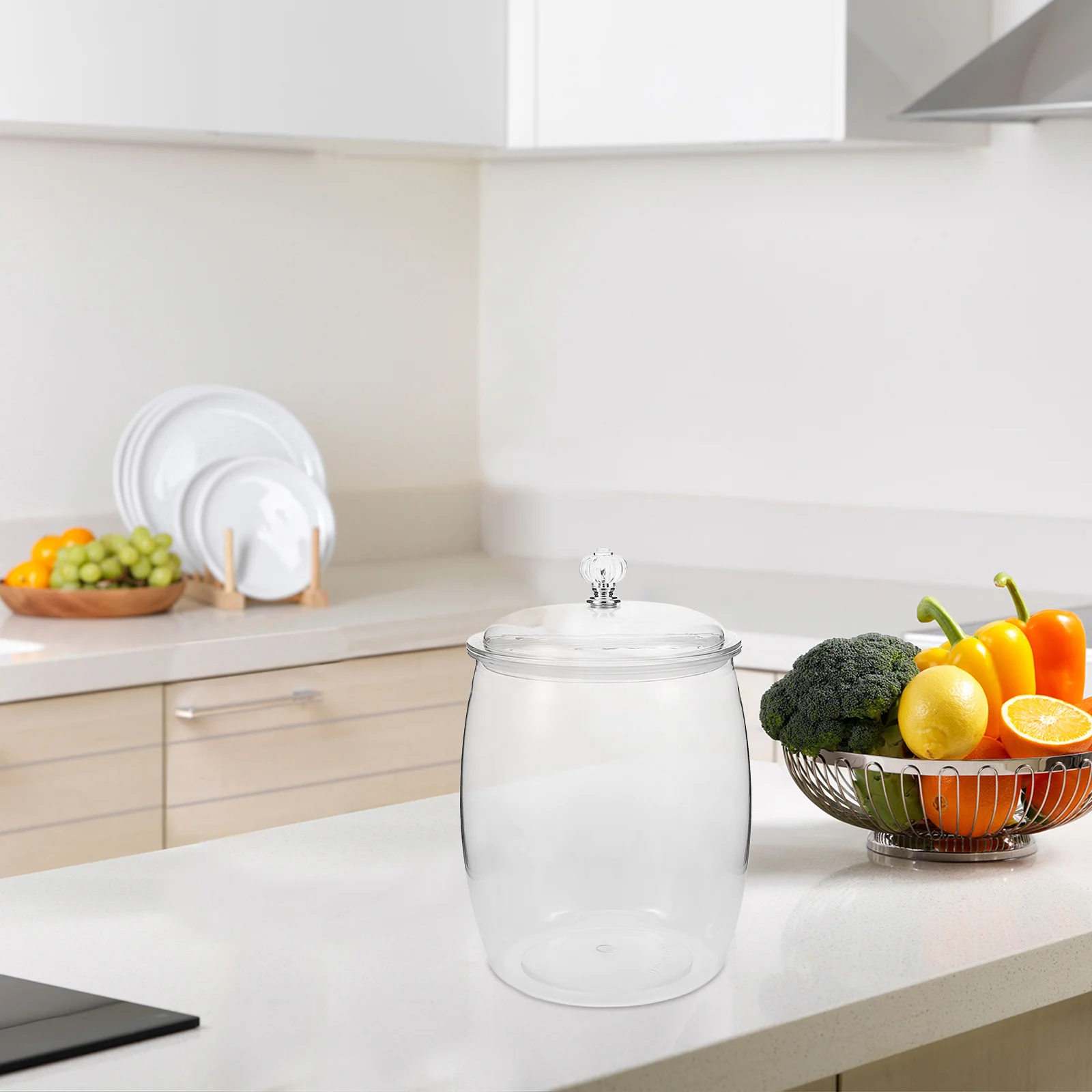 

Candy Cookie Jar 1.5L Clear Airtight Plastic Storage Jar For Tea Coffee Snacks Kitchen Pantry Organizer Container