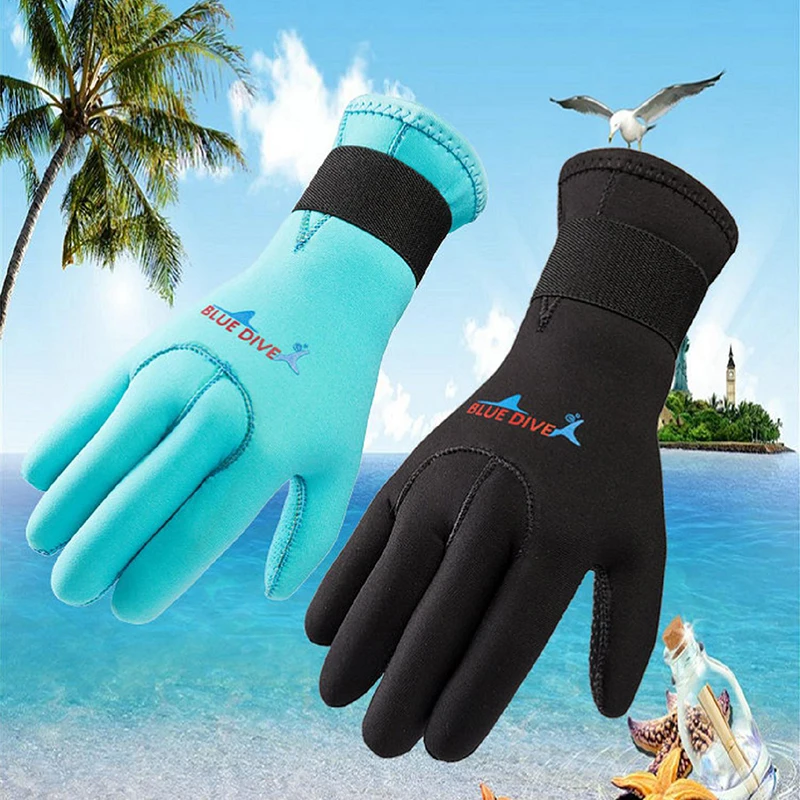 3MM neopren tüplü dalış eldiven yüzmek eldiven dalış ekipmanları Anti Scratch sıcak tutmak Wetsuit malzeme kış yüzmek Spearfishing