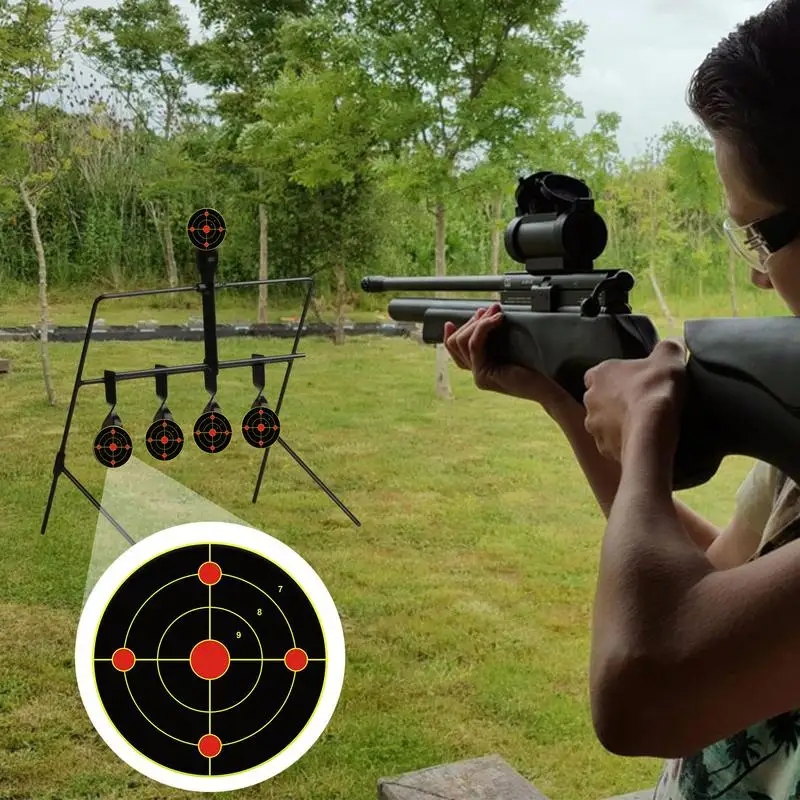 Gama de objetivos contra salpicaduras, 100 hojas, pegatinas de objetivo reactivas, portería contra salpicaduras de 6 pulgadas, ver fácilmente tus disparos, ráfaga fluorescente brillante