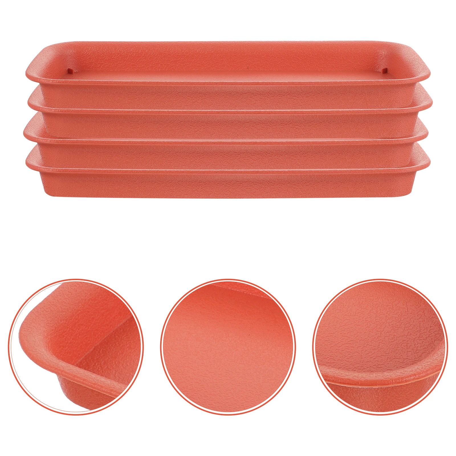 

4 Pcs Oval Waterproof Tray Plant Pots Indoor House Saucers Plastic Flower Rectangle Shape Trays