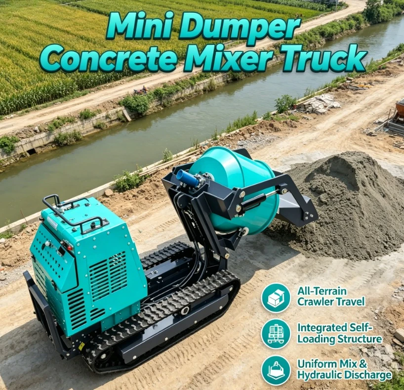 Customized Hot Selling 300L Mini Concrete Mixer Mixer With Crawler Rotate Dumper For Factory Use For Sale
