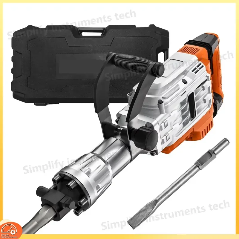 3800W Jack Hammer Demolition Concrete Breaker 95A Power Tool with 2 Chisel Bits for Trenching Chipping Drilling