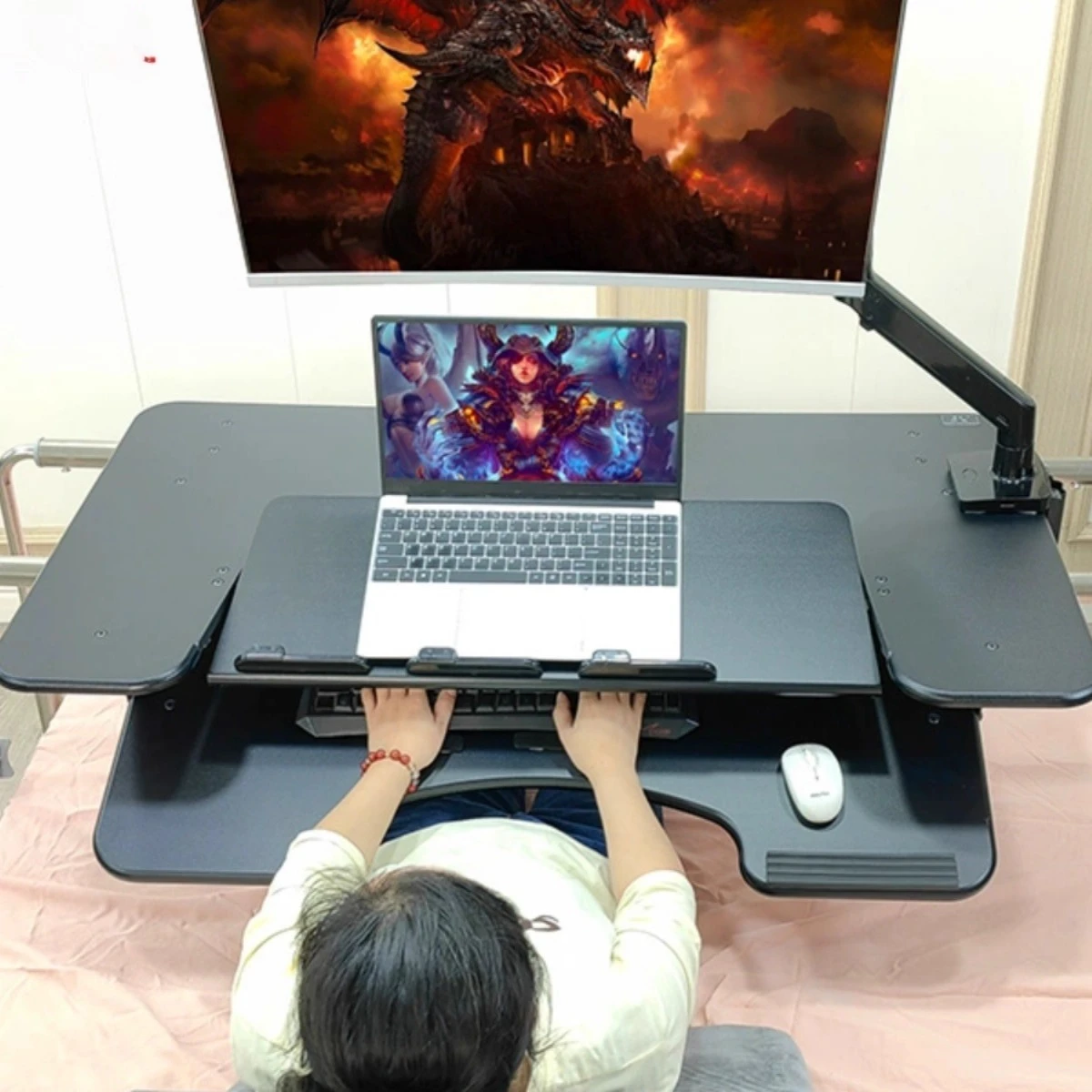 Straddle Computer Desk Desktop Computer Desk  Bedside Table Lift Desk Lazy Table Lunch Break Lounge Chair Space Cha