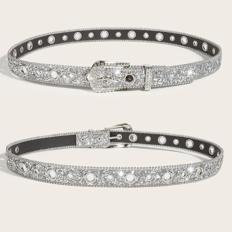 Cinturón locomotora para hombre y mujer, cinturones con hebilla diamantes imitación brillantes, lujosa correa con