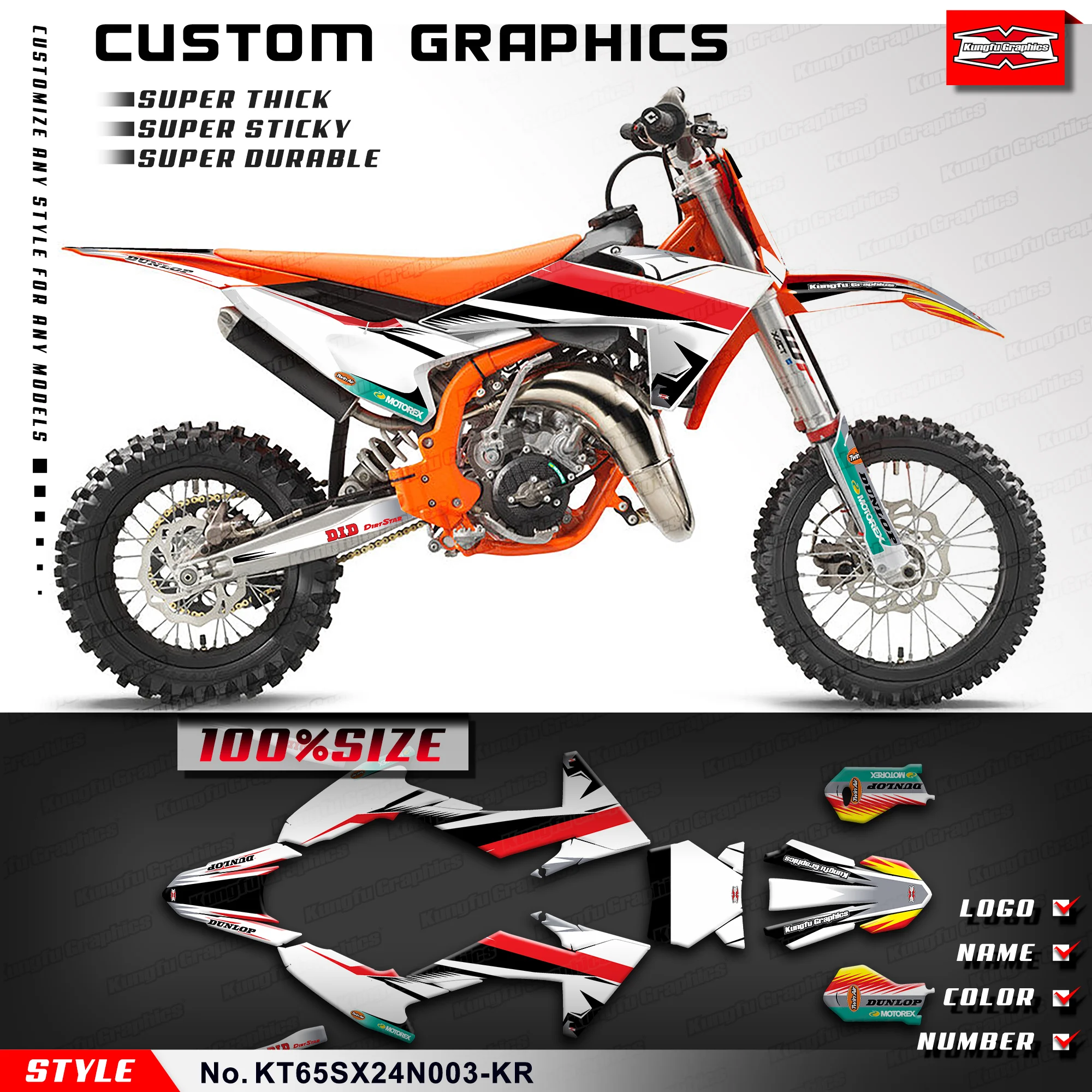 

KUNGFU GRAPHICS Stickers Complete Vinyl Decal for KTM SX 65, 65SX , SX 65, 65 SX 2024, KT65SX24N003-KR