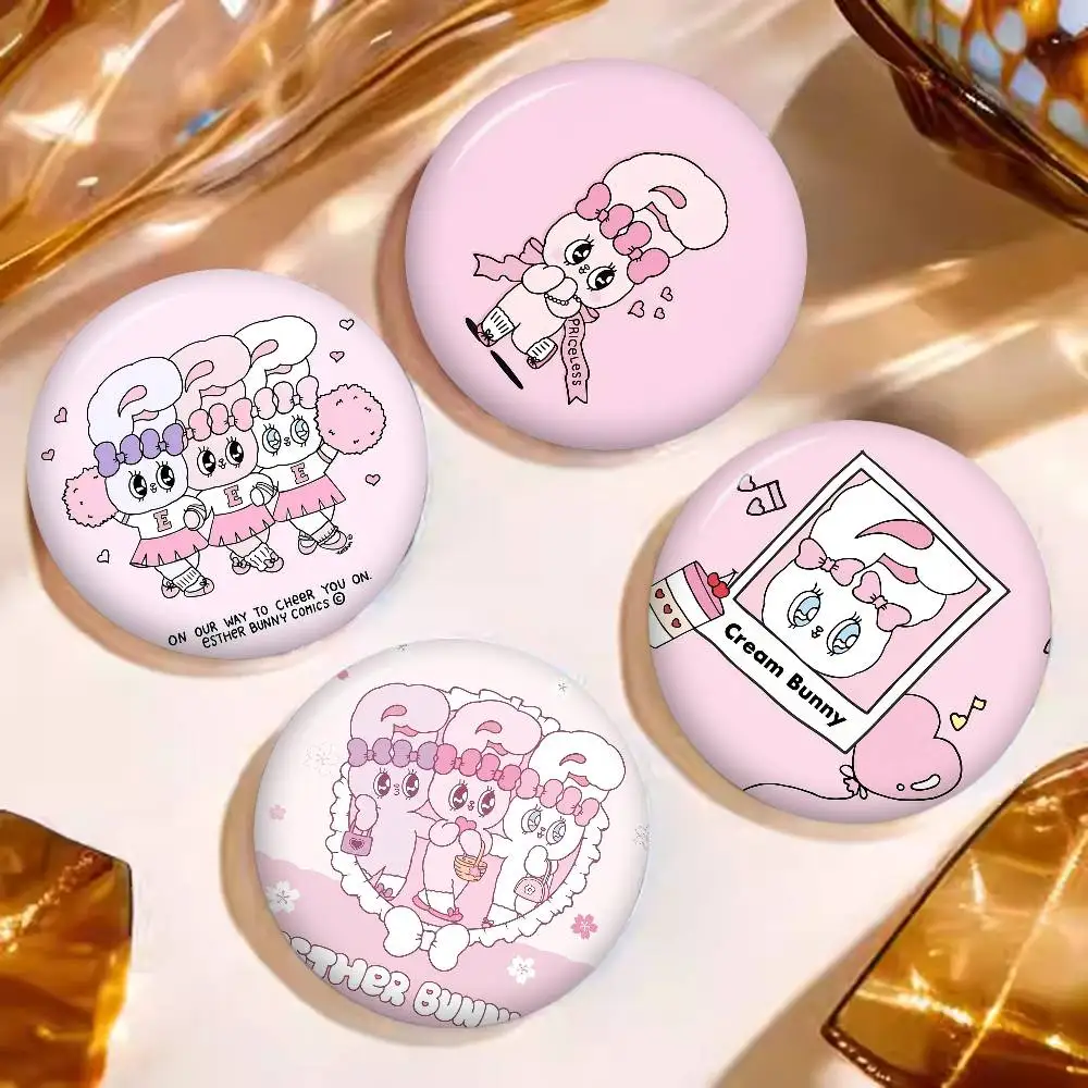 Cute Esther Bunny Rabbit 32/44/58MM Customizable Button Pins Cute Funny Creative Badge Jewelry Decor Gifts for Friends