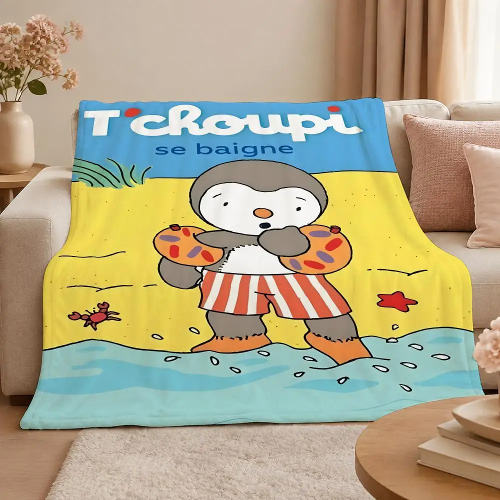 Cartoon T-Tchoupi French Childrens Educational Throw 320g Soft Flannel Fleece Throw Blanket Cover Sofa Bed Dorm Nap Gift