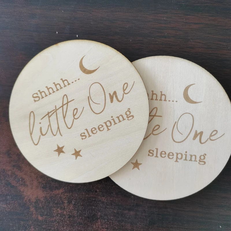 Sets of 50 Natural Wood Baby is Sleeping Sign Nursery Decor Plaque