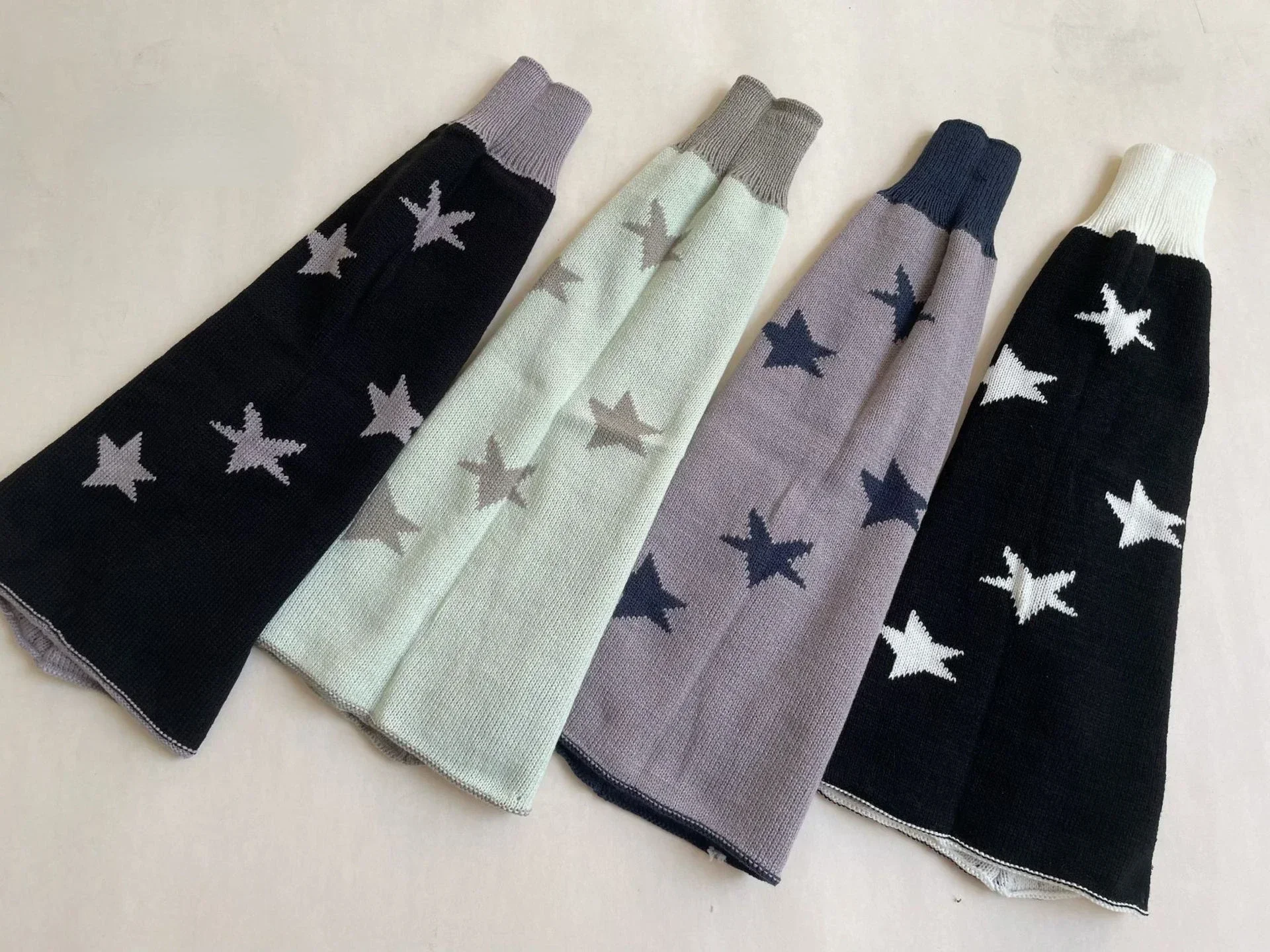 Leg Warmers Japanese Star Print Two-Side Wear Women Leg Warmers Socks JK Boot Cover Lolita Y2k Harajuku Knitted Sock Streetwear