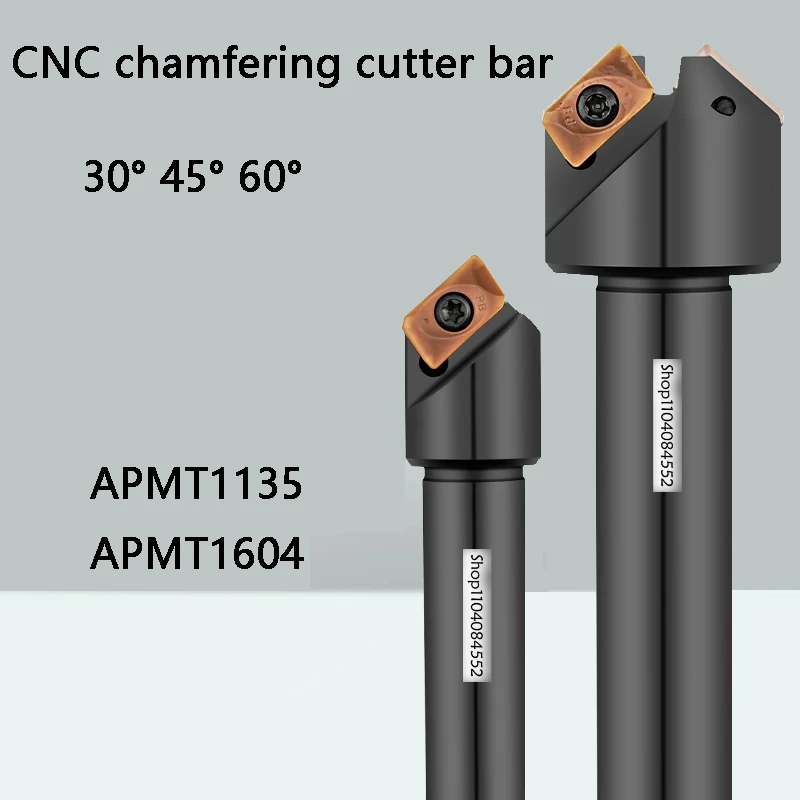 

CNC chamfering tool holder with a single side angle of 30 45 60 degrees milling cutter bar Install inserts APMT1135 APMT1604