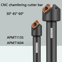 CNC chamfering tool holder with a single side angle of 30 45 60 degrees milling cutter bar Install inserts APMT1135 APMT1604