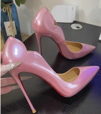 Customized color high heels fashion socialite series 12cm sexy patent leather shallow mouth size 1 women's single shoes 34-46