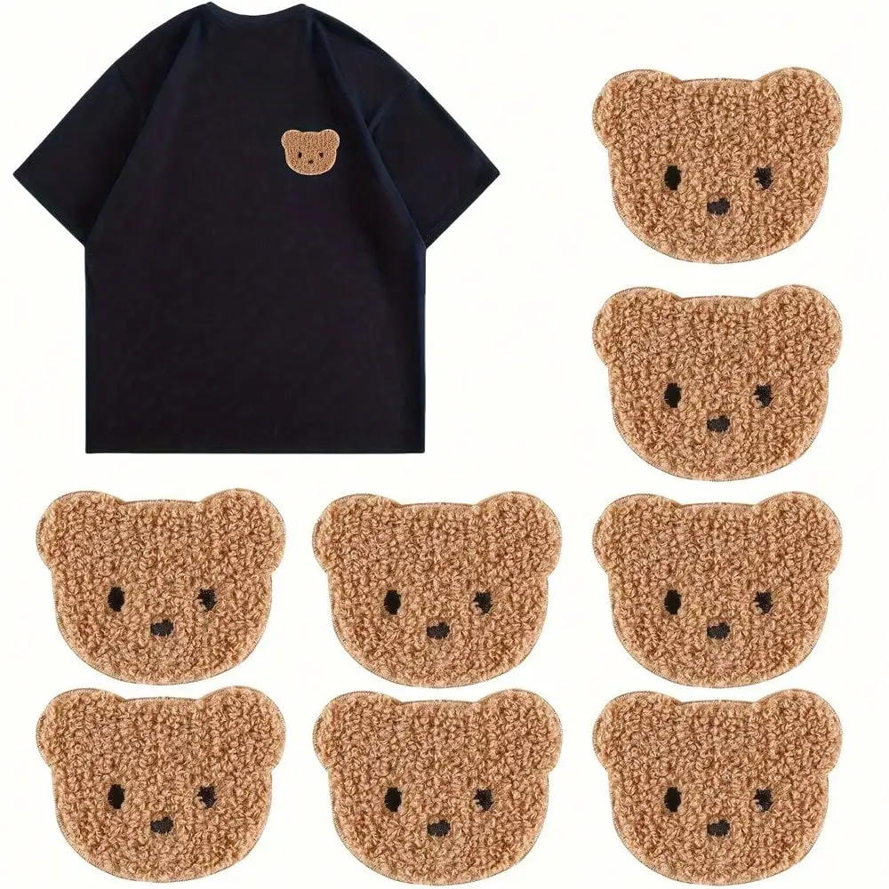 Niedlicher Bären-Chenille-gestickter Aufnäher – Khaki, DIY-Applikation für Hoodies, T-Shirts, Jeans, Rucksäcke usw.