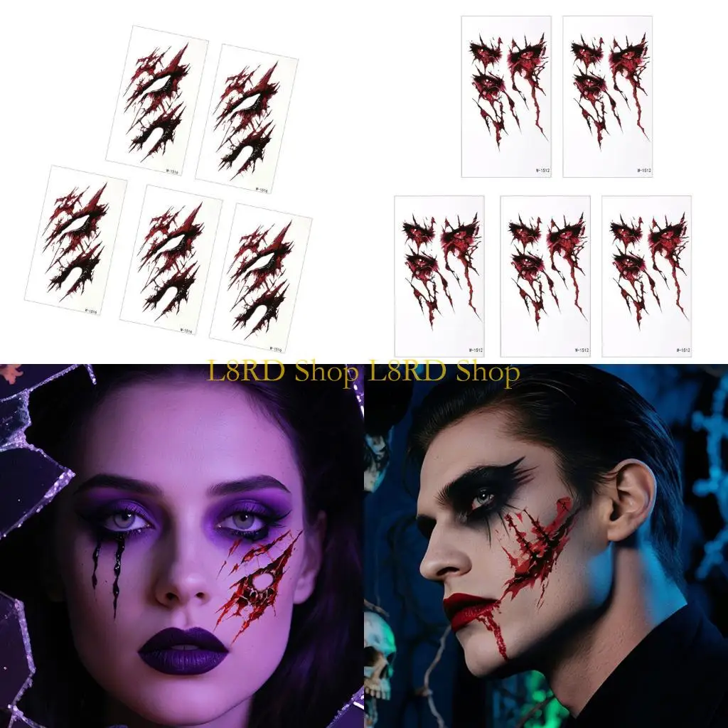 

L8RD Realistic Scar Stickers Waterproof Temporary Sticker Halloween Party Face Decals