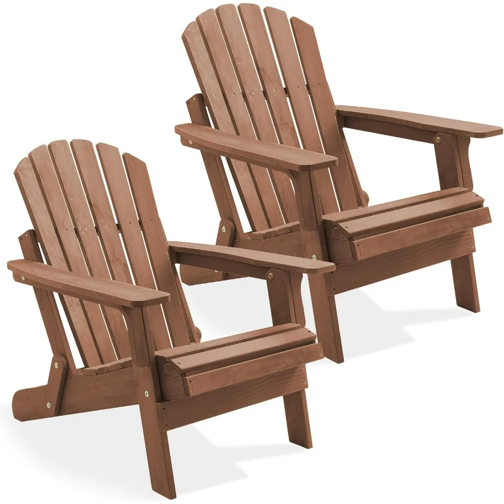 

Oversized Folding Adirondack Chair, Set of 2 Cedar Wood Outdoor Fire Pit Lounge Chairs for Patio, Deck, Yard, Lawn and Garden S
