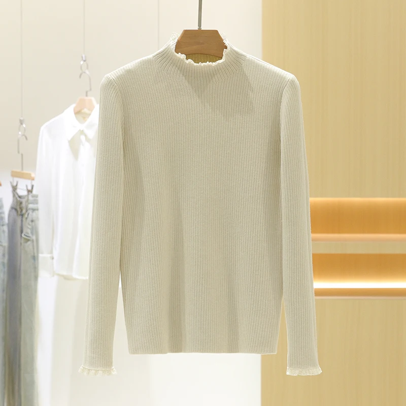 レディースニット裏地付きセーター、肩丈、ウッドカラー、暖かく通気性のある冬用ファション、通勤用、女性用...