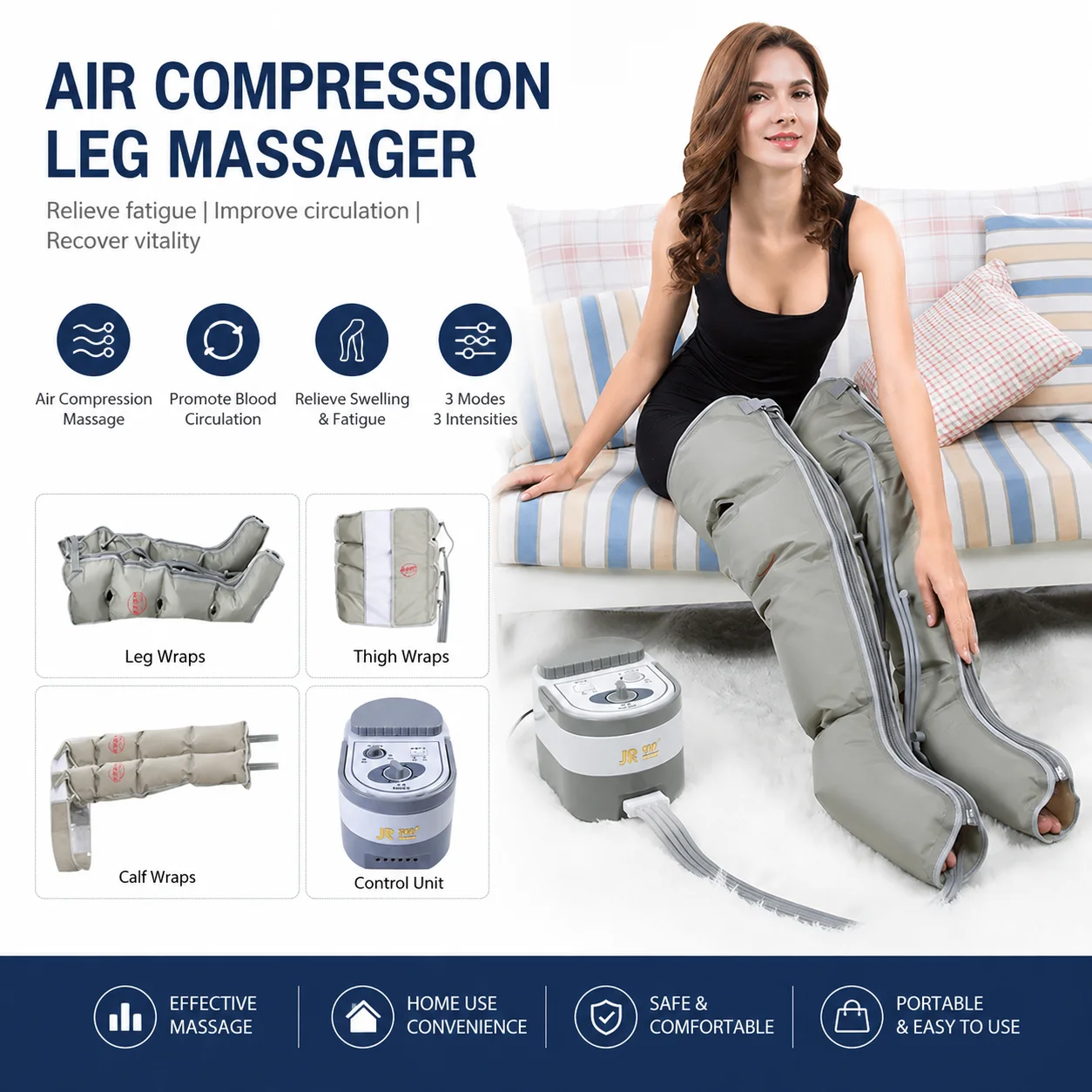 Electric Breathable Air Compression Massager Circulation Pressure Power Legs Massager Arm Cuff Elderly 4 Airbag Loop Kneading