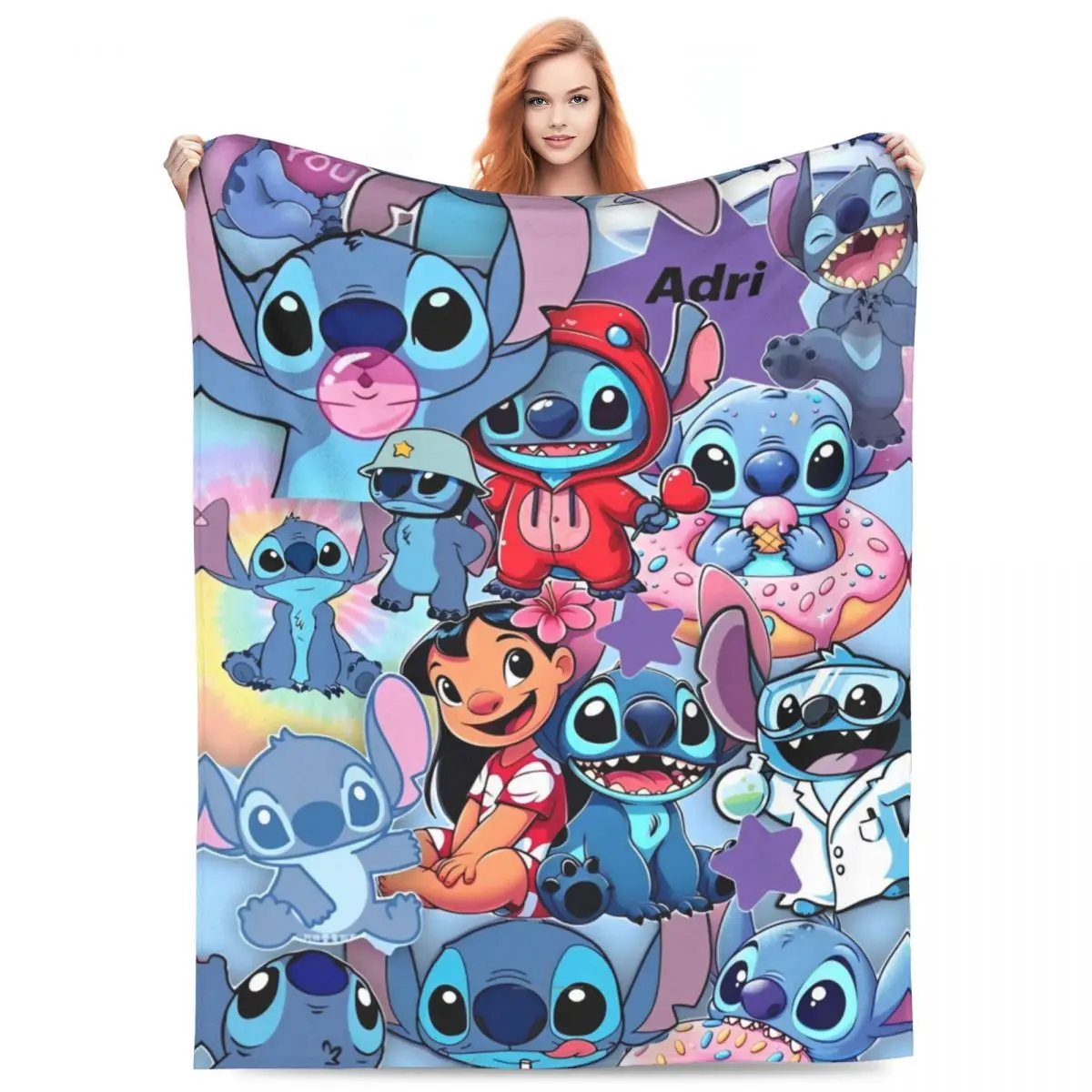 Anime  Stitch Christmas Blankets Soft Warm Funny Plush Throw Blanket For Couch Chair Sofa Bed Picnic Flannel Bedspread Bed Cover