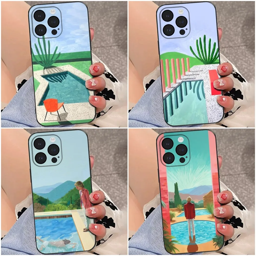 David Hockney Painting Art Phone Case For iPhone 16,15,14,13,12,Pro,Max,11,7,8,Plus,XR,XS Max Shockproof Silicone Soft Shell