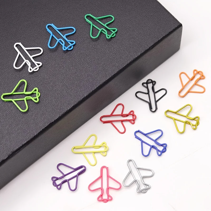 30Pcs Airplane‑Shaped Paper Clips, Colorful Metal Coated Paperclips for Office File Sorting, Bookmarks & Loose‑Leaf Binder