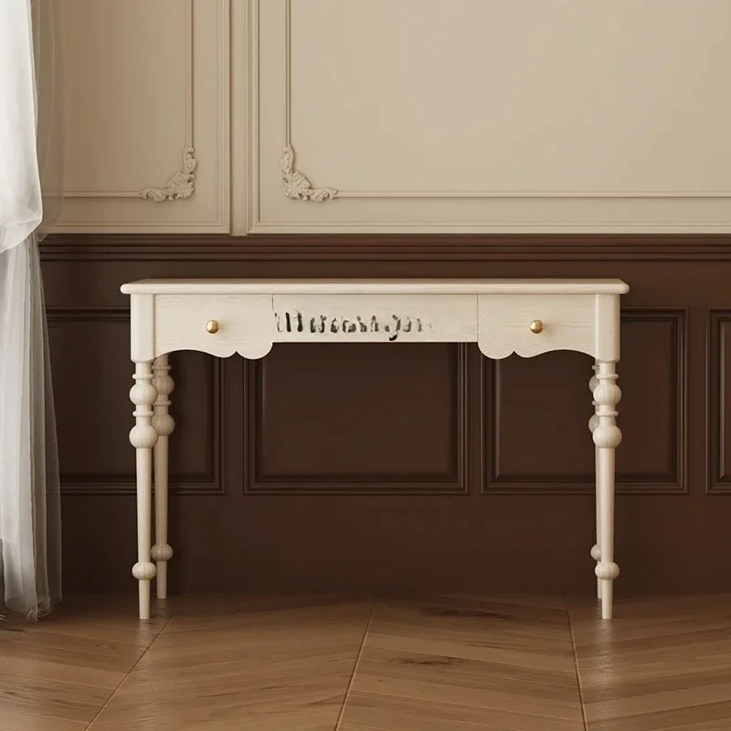 TTBedroom dressing cabinet  cream style solid wood chest, retro dressing table storage makeup table