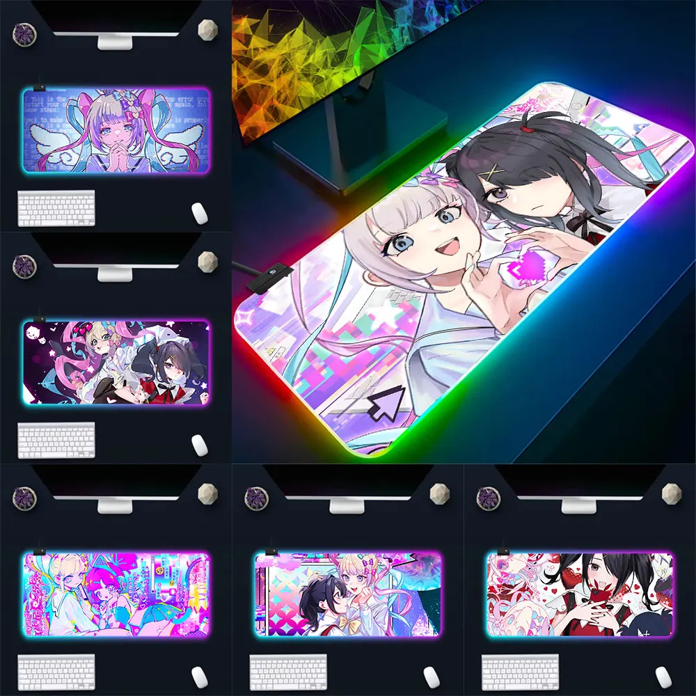 

Cute beautiful girl KAngel RGB Pc Gamer Keyboard Mouse Pad Mousepad LED Glowing Mouse Mats Rubber Gaming Computer Mausepad