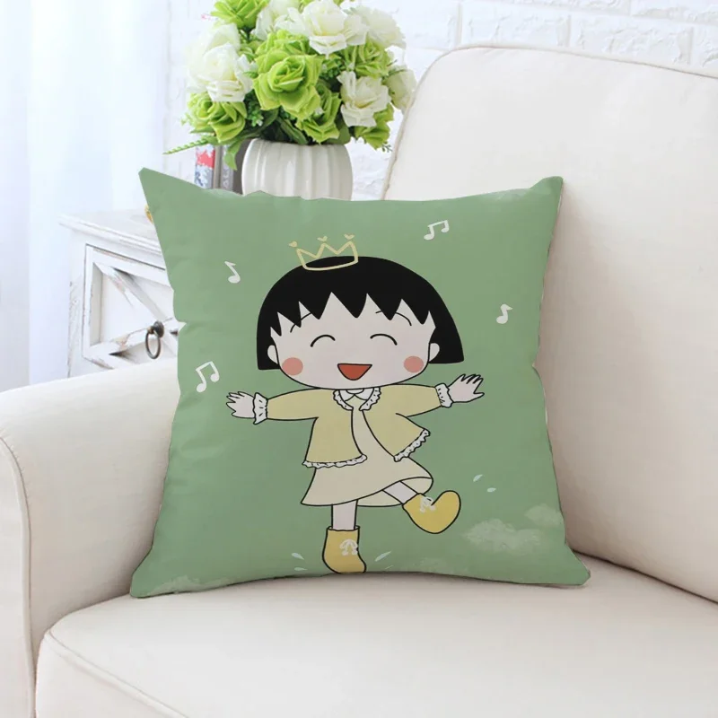 45x45cm pillowcase C-Chibi Maruko-chan anime  printed sofa cushion cover for children's room headboard cushion