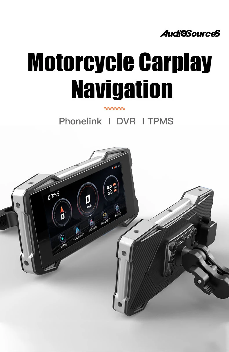 Factory 7 Inch IP67 Waterproof Loop Recording Wifi GPS Carplay Android Auto Motorcycle DVR TPMS Dash Cam Motorcycle Camera