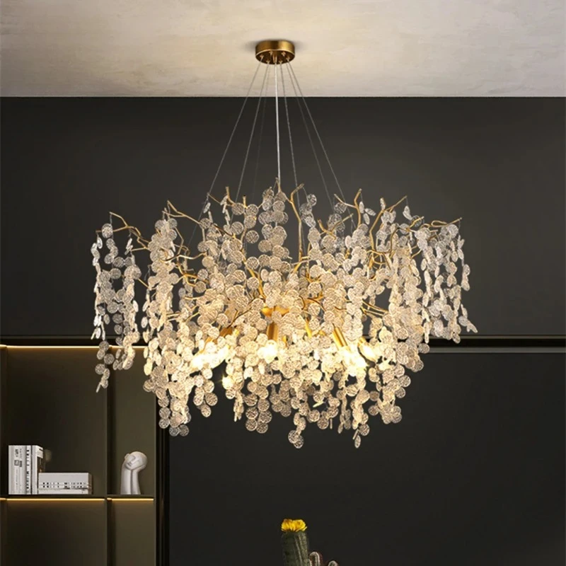 Modern  Chandeliers Indoor Lamps Crystal Glass Pendant Lamp  Living Room Home Decor