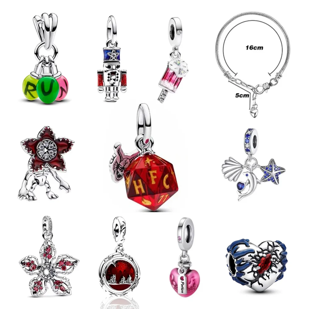 Charmes tendance en argent sterling 925, pendentifs en forme de fleurs d'activité de monstres, perles originales, bracelets pour femmes, bracelets, bijoux DIY, cadeau