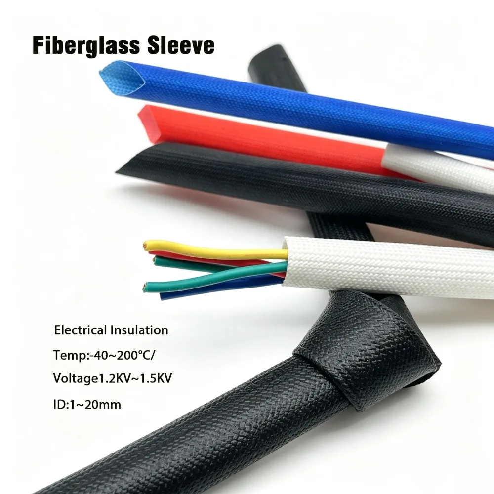 Fiberglass Tube ID 1- 20mm Silicone Resin Coated Flexible Chemical Glass Fiber Braided Sleeve Flame-retardant Insulation Sleeve