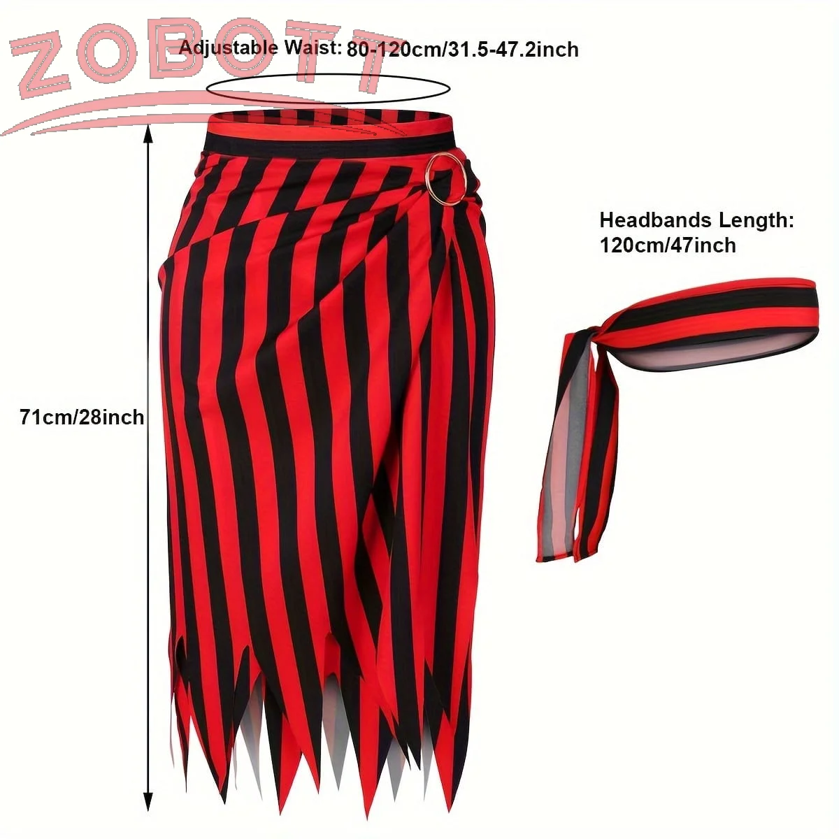 Fashionable Ladies Pirate Costume Dress Cartoon Striped Dress Halloween Cosplay Wonderful Set Skirts headscarves accessories