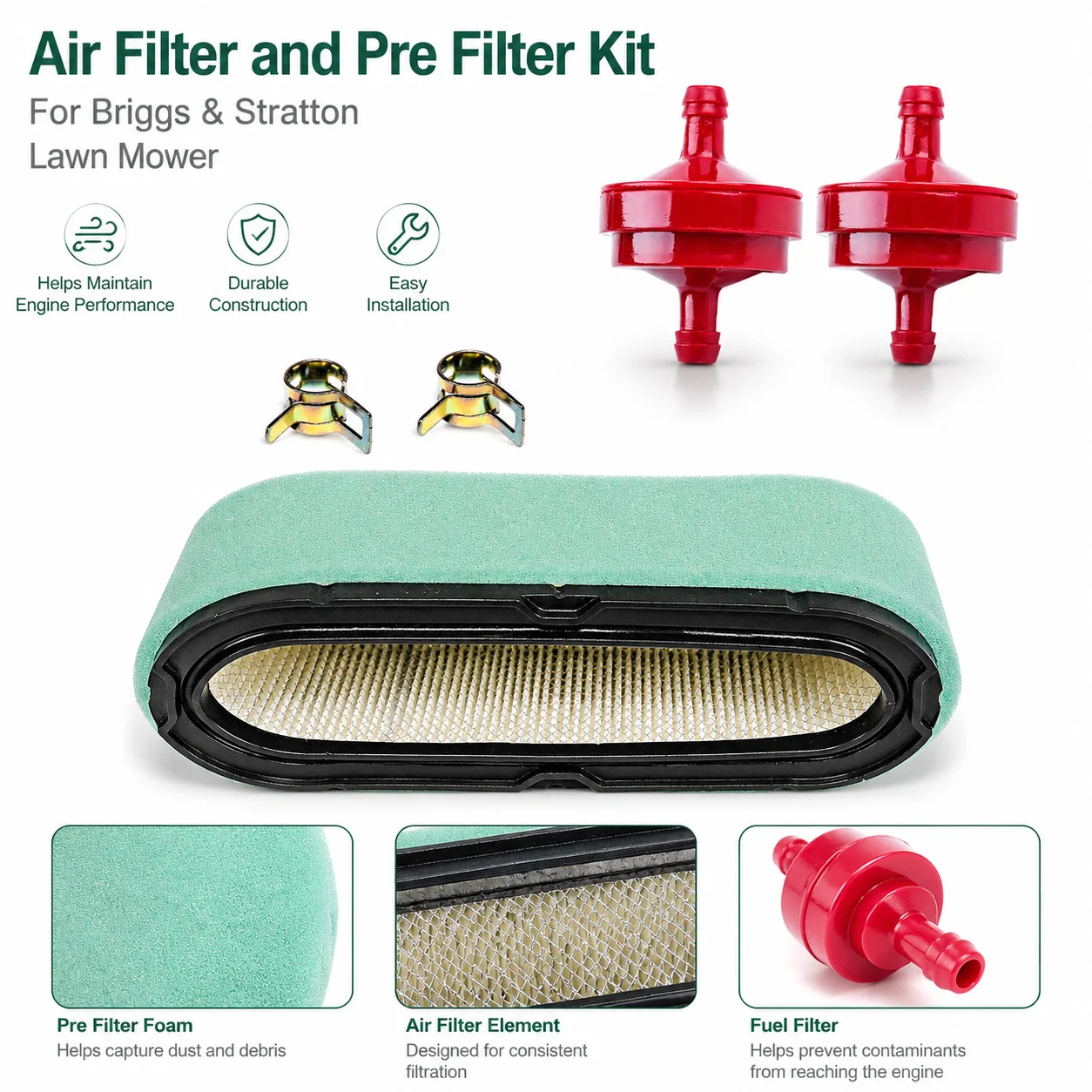 496894 272403S 282700 691642 493909 5053B Air Filter Pre Filter for John Deere LG272403S Craftsman LT1000 917.374356 Lawn Mower
