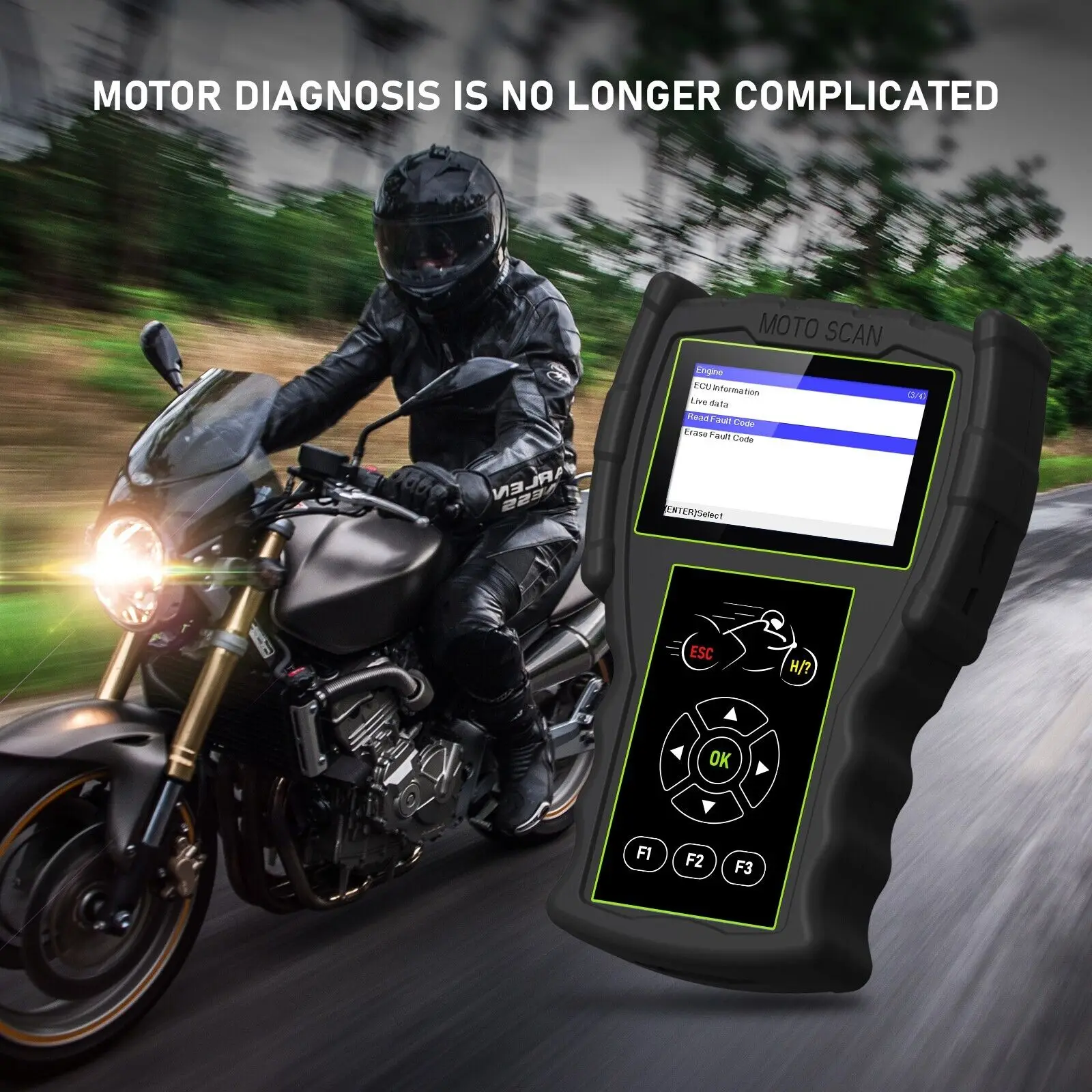 JDiag M100 Pro escáner de diagnóstico de motocicleta herramienta de diagnóstico de fallos OBD2 lector de código de Moto ABS para BMW Kawasaki Yamaha