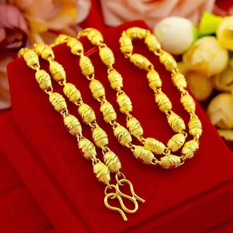 Premium Trendy Men's Non-Fading Vietnamese Sand Gold Plated Thick Bold Chain Necklaces Multiple Styles for Wedding Performance