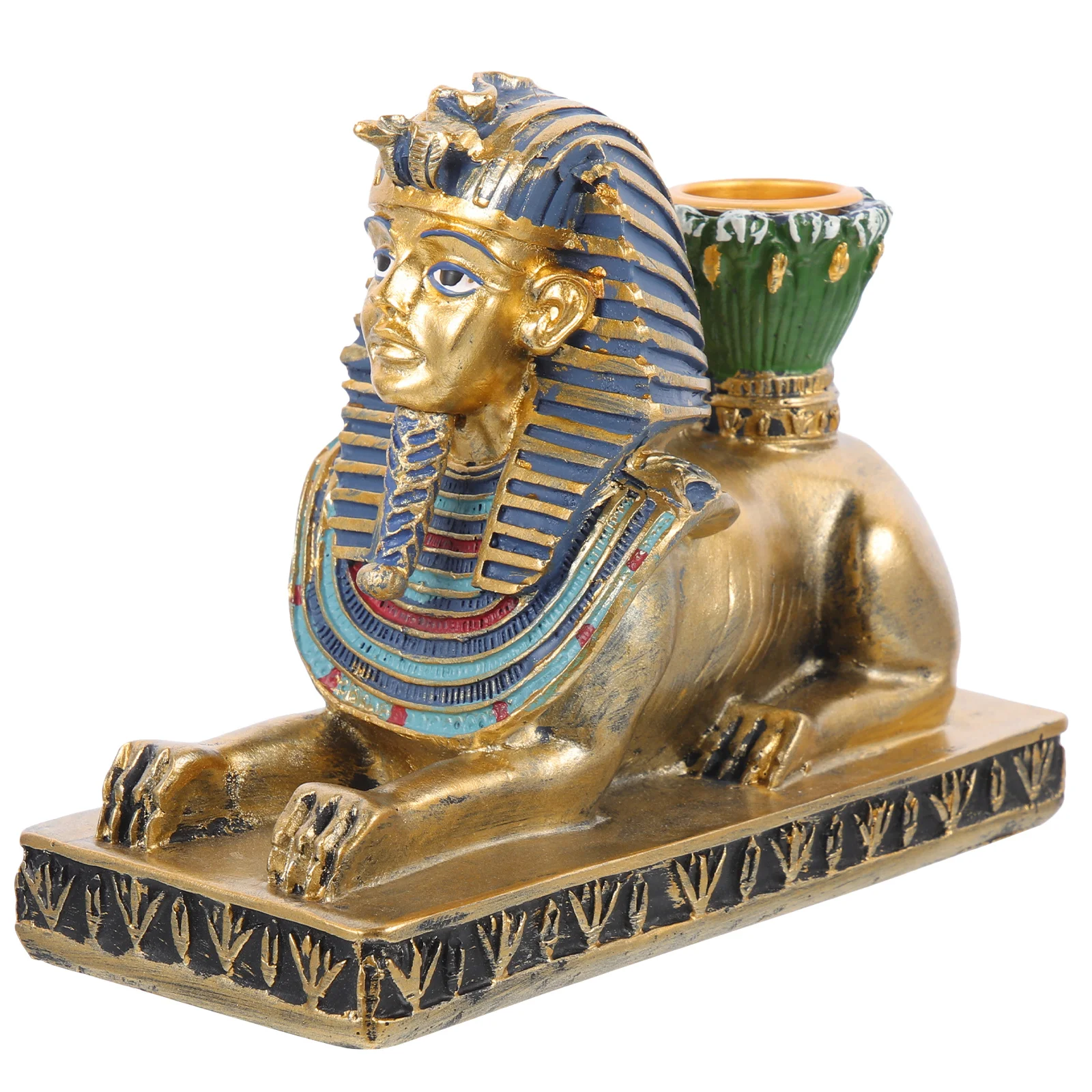 

Ancient Egypt Holder Resin Sculpture Exquisite Home Ornament Decorative Stand Desktop Candlestick Retro