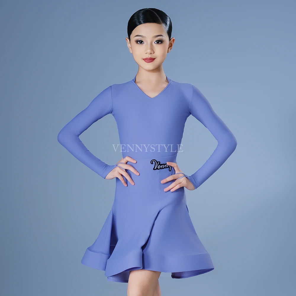 

Vennystyle Latin Dance Costume Women's V-Neck Competition Dress with Boning Standard Ballroom Performance Outfit