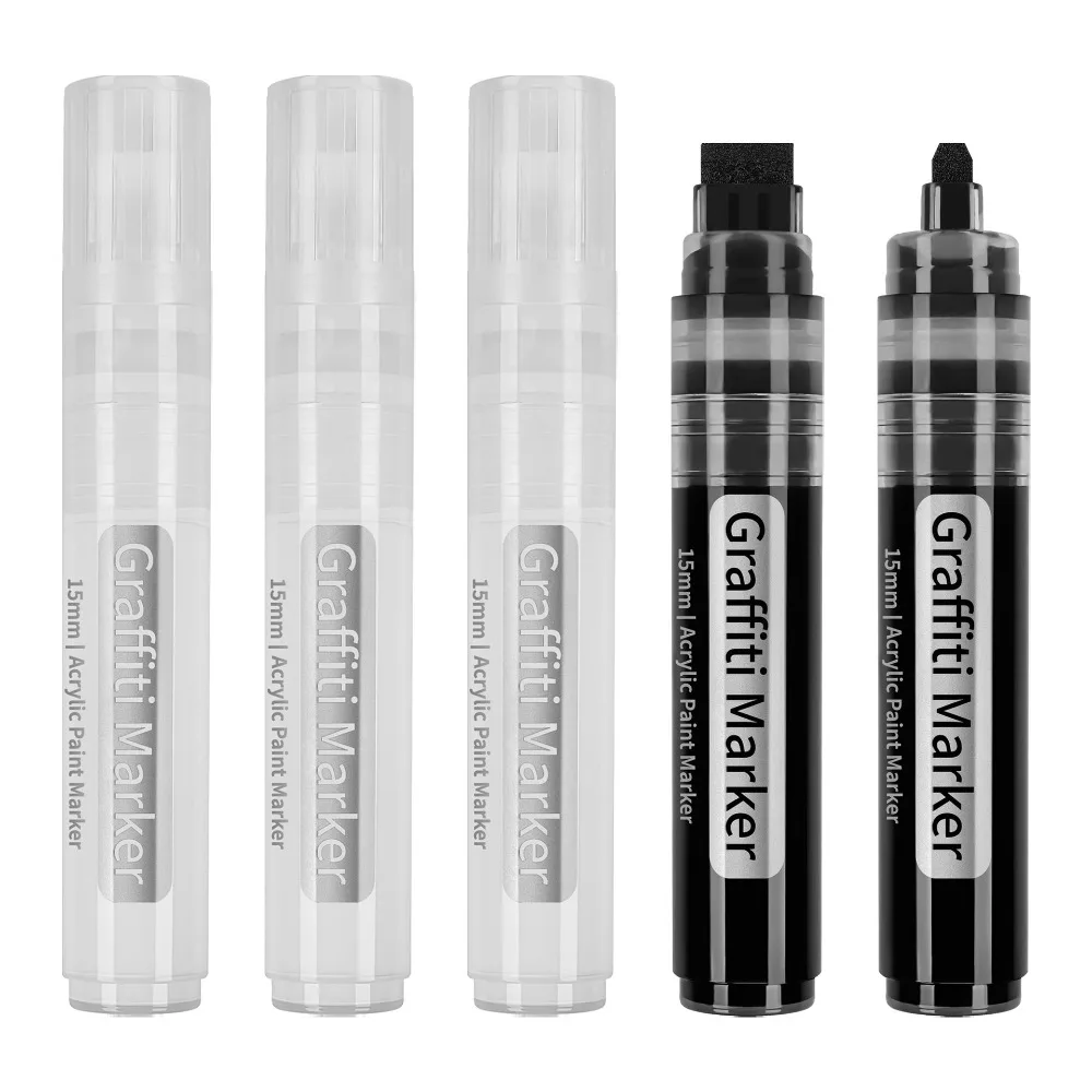 Portable Plastic Marker DIY Non Fading 15mm Wide Tip Large Acrylic Paint Pens Wear Resistant Large Acrylic Pen Student