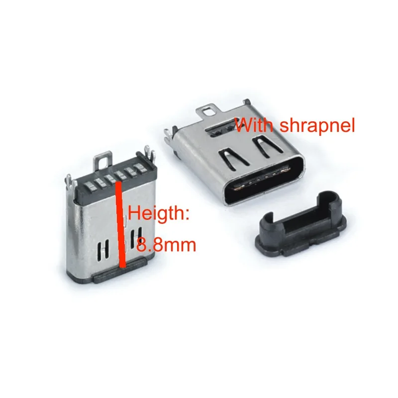 USB 3.1 3A Current Fast Charge Socket Type C 6pin Vertical Patch SMT Female Connector for Headset Charging Box Charging Port